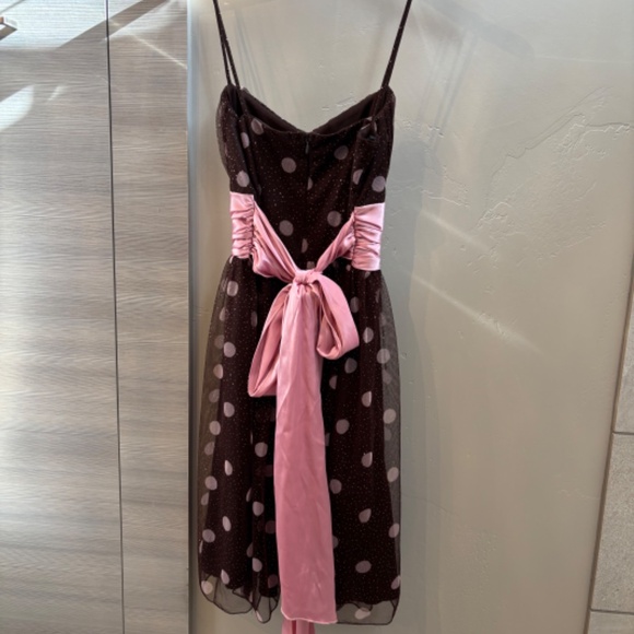 Sparkly Polkadot Party Dress in Brown & Pink - Picture 1 of 4